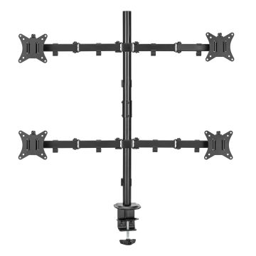 Quad Desk Mount, tilt, swivel, rotate, 13-32", 9 kg, black
