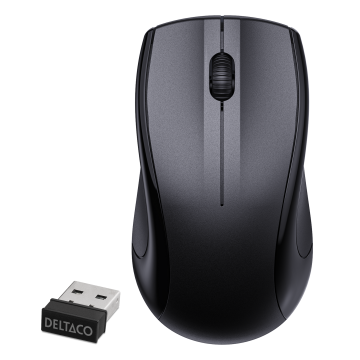 Wireless optical mouse, USB receiver, 3 buttons w/ a scroll, 1200 DPI, black