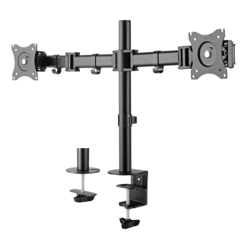 Bordfeste, 2 skjermer, tilt- og roterbart, 13"-27", 16 kg, svart