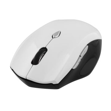 Trådløs optisk mus, 5 knapper med scroll, stillbar DPI med maks 1600 DPI, USB, svart/hvit