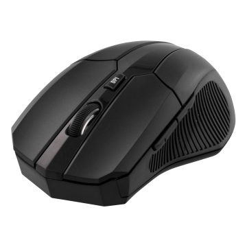 Trådløs optisk mus, 5 knapper med scroll, nanomottaker, 1600 DPI, USB, svart