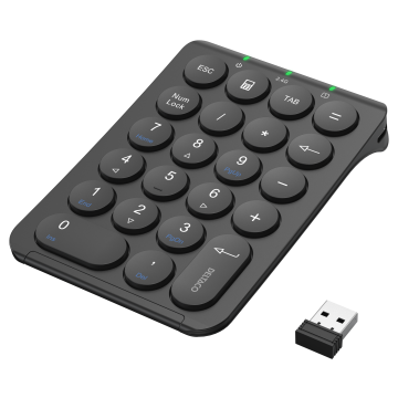 Wireless numbered, 2.4GHz RF, scissor switches,  22 keys, black
