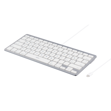 Lightning-tastatur for iOS-enheter, MFi, 0,4m, nordisk layout, hvit/sølv