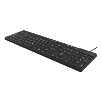 Rubberized keyboard, silicone, IP68, full size, 105 keys, black