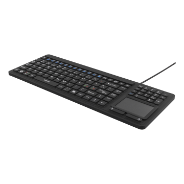 Rubberized keyboard with touchpad, IP68, 104 keys, black