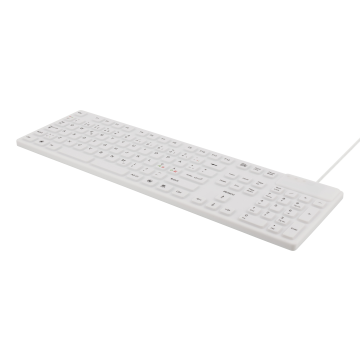Rubberized keyboard, silicone, IP68, full size, 105 keys, white