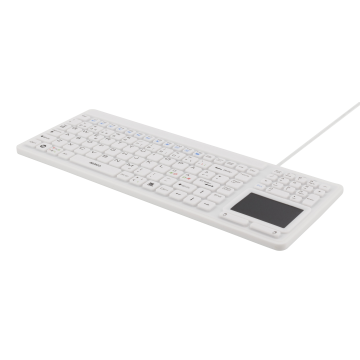 Rubberized keyboard with touchpad, IP68, 105 keys, white