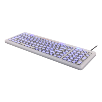 Silicone keyboard, spill proof, blue LED, IP68, grey/black