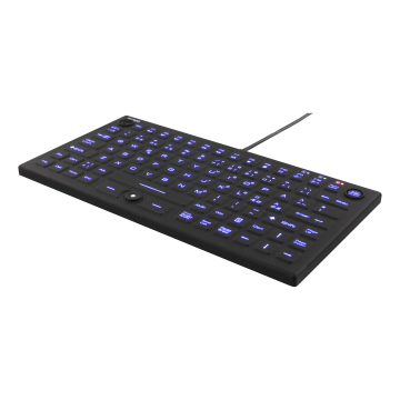 Mini Silicone keyboard, spill proof, LED, IP68, black