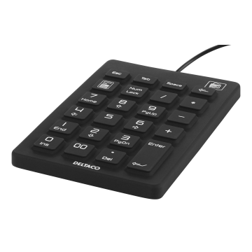 Silicone numpad, IP68, 23 keys, USB, black