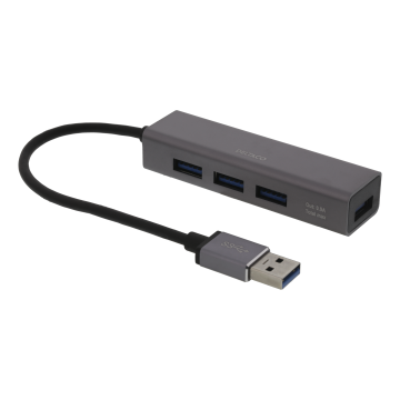 USB Mini Hub med 4 USB-A-porter, USB 3.1 Gen 1, grå
