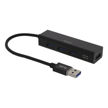 USB Mini Hub med 4 USB-A-porter, USB 3.1 Gen 1, svart