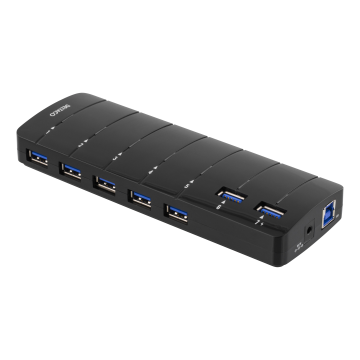 USB-A Hub med 7x USB-A-porter, svart