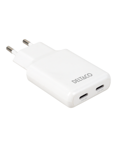 USB-C vegglader 45 W, 2x USB-C PD, slank st&oslash;rrelse, total effekt 45 W